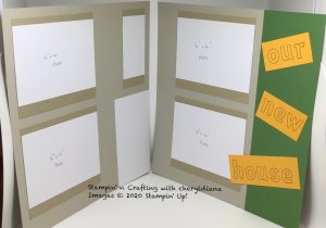 Photo of how I designed my son's New Beginnings Scrapbook Layout based on the front of his new house.