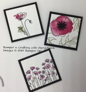 Photos of how I stamped the squares for the Poppy Sampler.