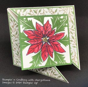 Favourite Season Christmas Card using Poinsettia Place DSP, Blend pens and Poinsettia stamp set