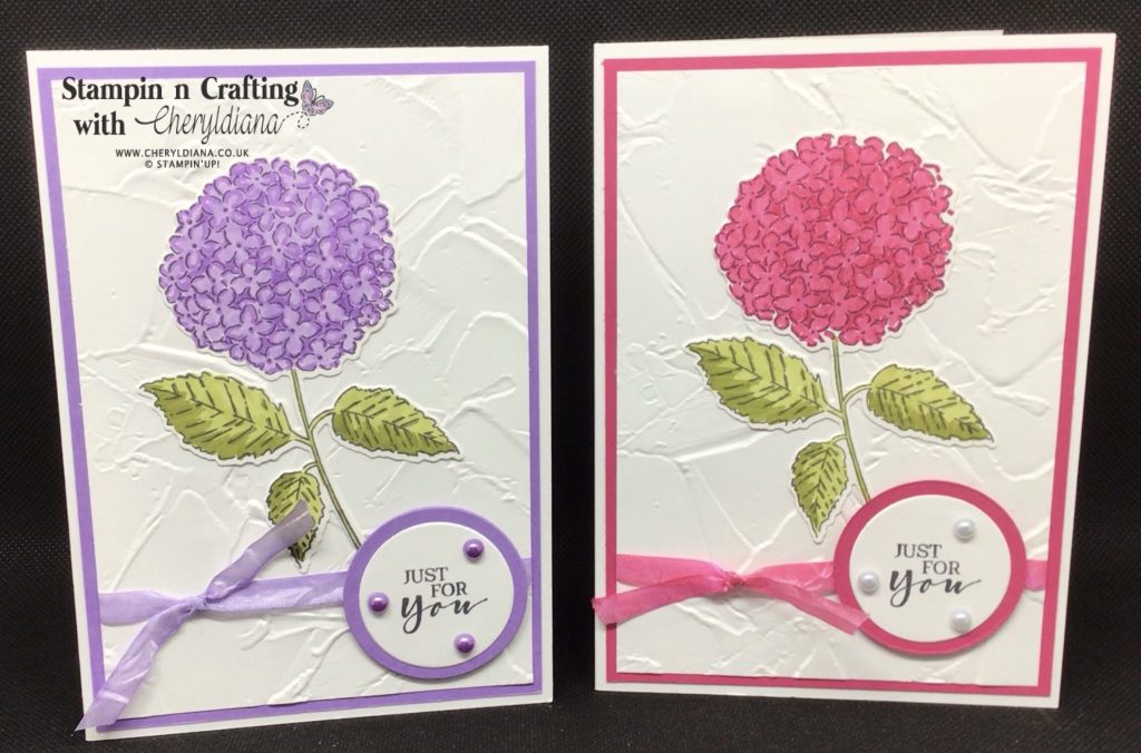 Highland Heather and Melon Mambo 'Just for You' cards using Hydrangea Haven Bundle