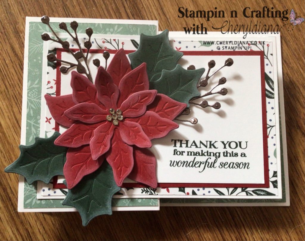 Photo of finished Poinsettis Christmas Double Z-Fold Card