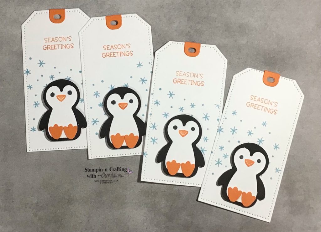 Photo of finished Penguin Christmas Gift Tags