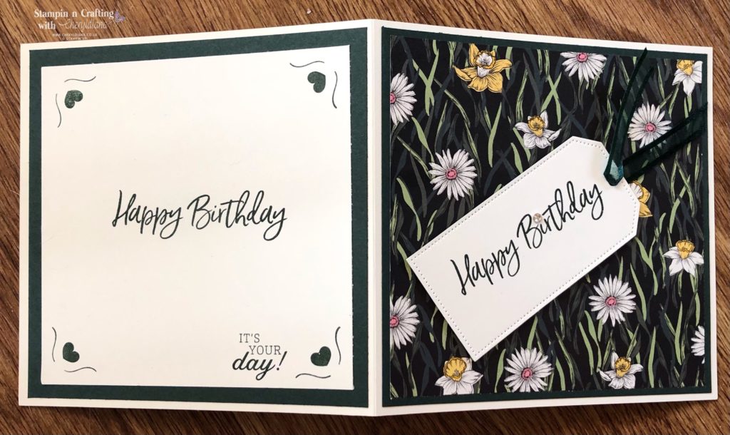 Photo of front and back of the Fancy Fold Birthday Card