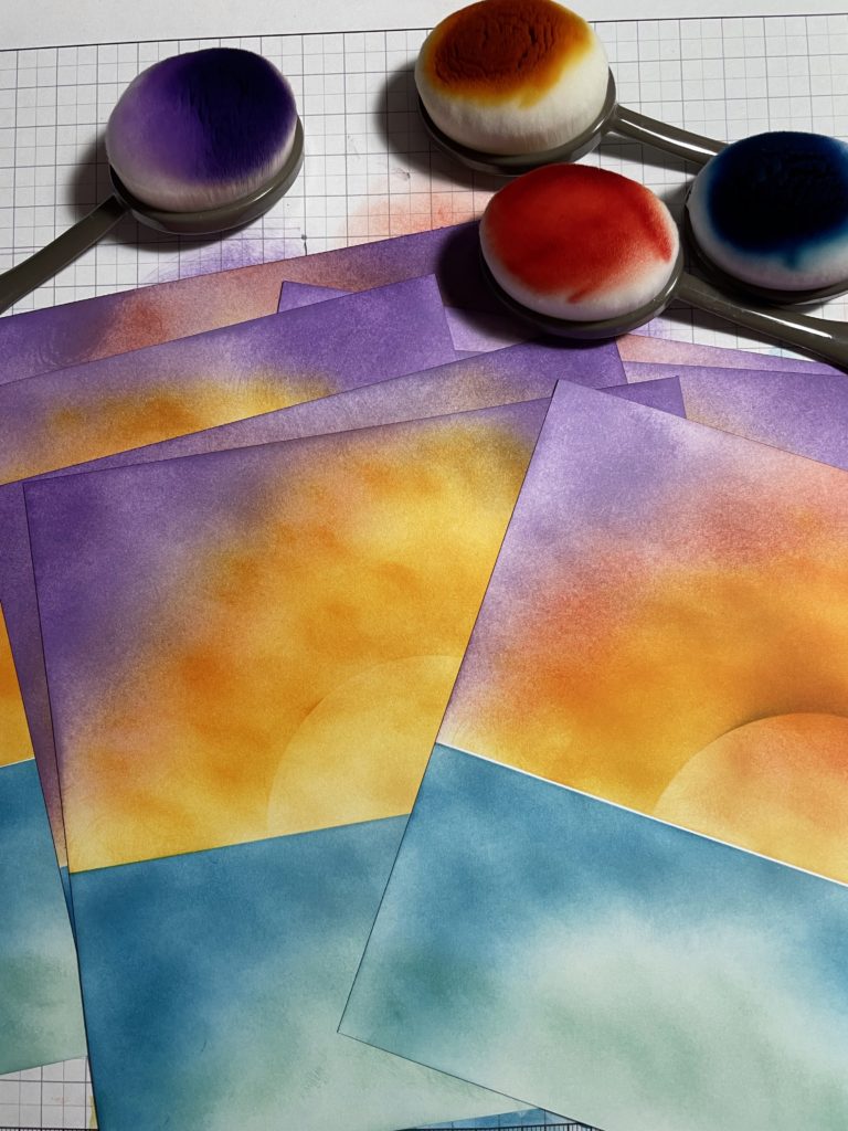 Photo of blended ink background to show you how to make a Summer picture.