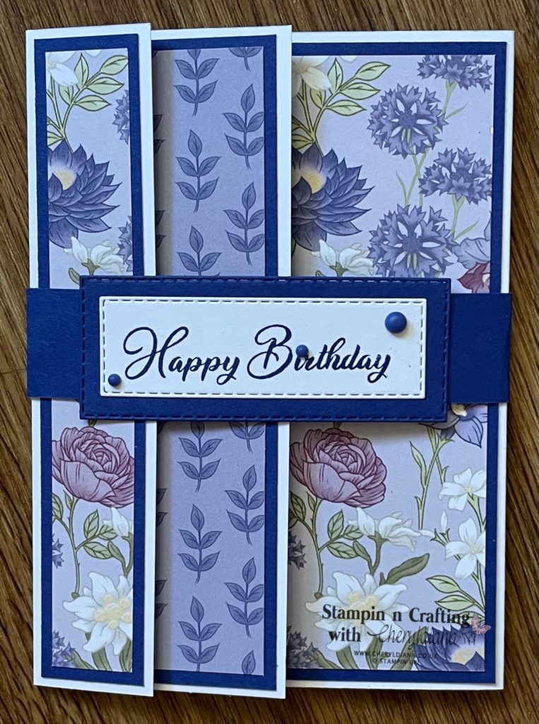 Photo of finished 3 Panel Fancy Fold Birthday Card