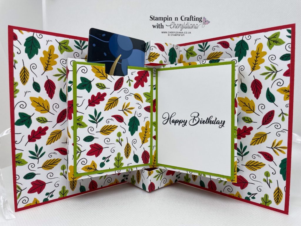 Photo of inside of Autumnal Happy Birthday Book Fold card