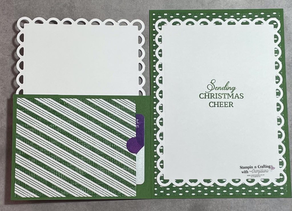 Photo of the inside of my Christmas Card with Gift Card Holder.