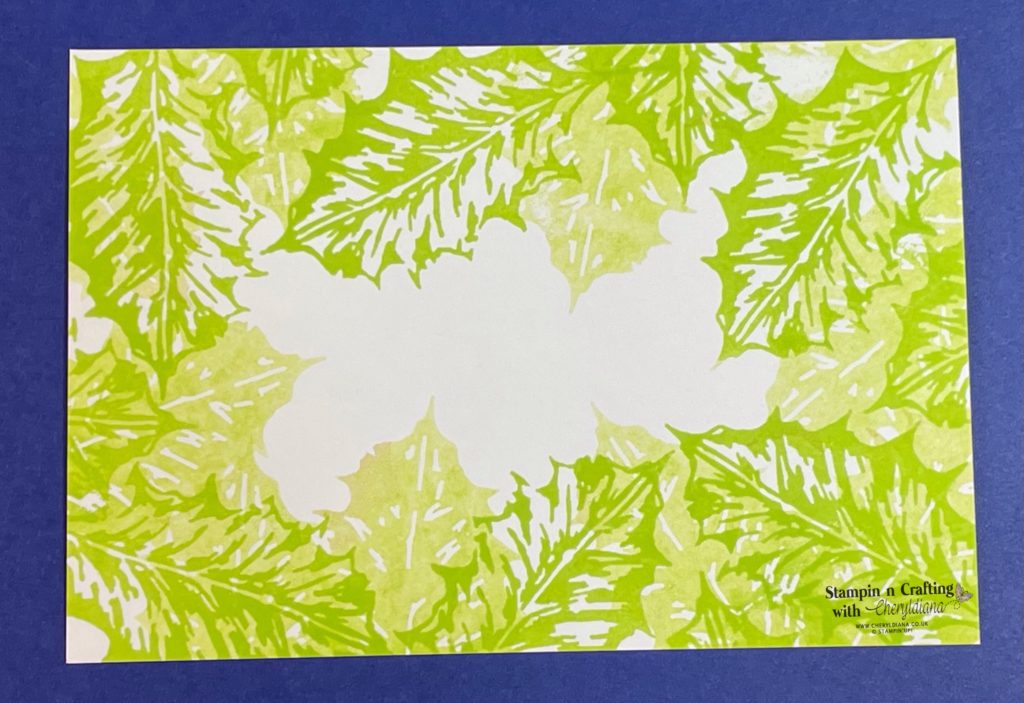 Photo showing you the stamped Holly Leaves for my Alternative Colours to Celebrate Christmas Card.