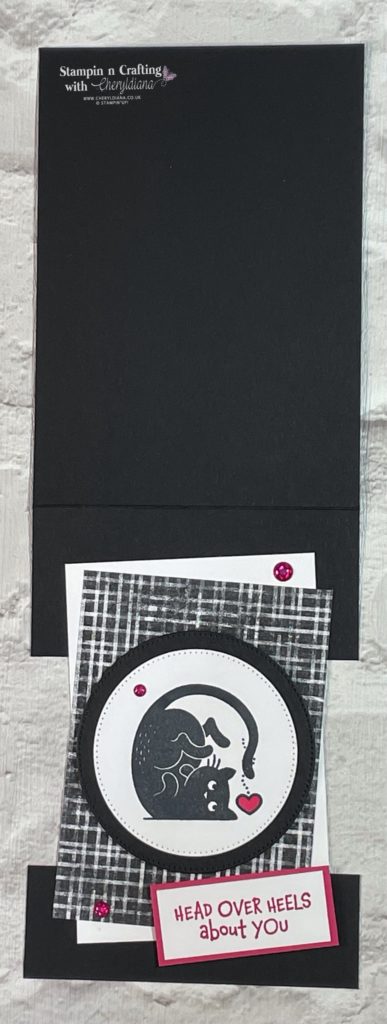 Photograph of front and inside of Black & White card with a Pop of Colour