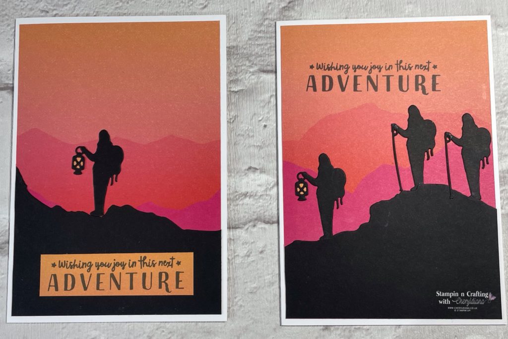 Photo of finished Male Adventure Birthday Cards - Hiking