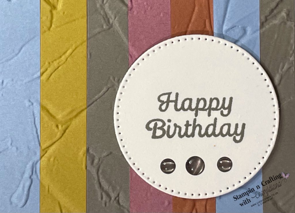 Photo of the 'Happy Birthday' sentiment for my Quick and Easy Birthday Card using Scraps