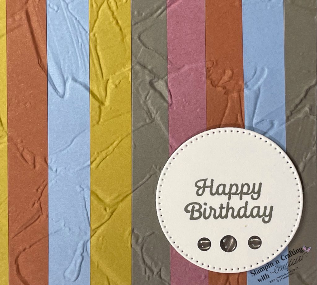 Photo showing the embossed mat layer used for my Quick and Easy Birthday Card using Scraps
