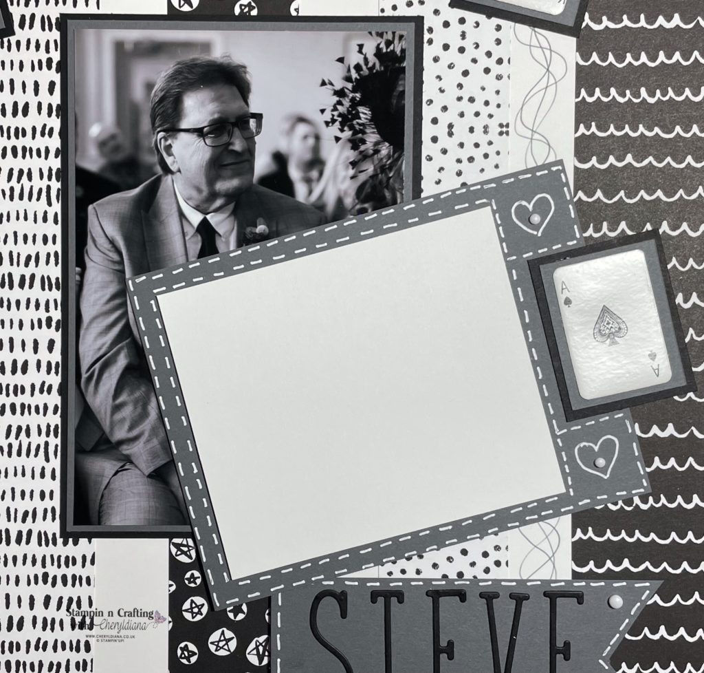 Photograph of Journaling Tab for my He's my Hubby Scrapbook Layout