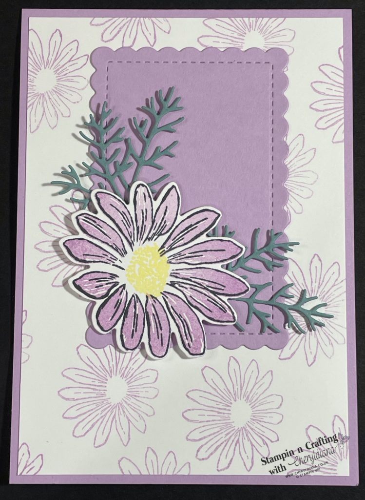 Photo showing stamped mat layer, die cut layer and die cut flowers and leaves on my Belated Birthday Card.