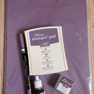 Perfect Plum card stock, ink pad, ink refill, Stampin' Write Marker and Stampin' Spot
