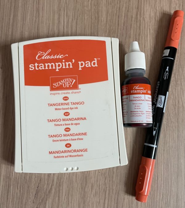 Tangerine Tango ink pad, ink refill and Stampin' Write Marker