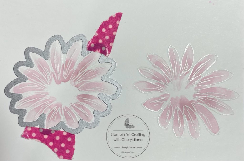 Photograph of how I made the flowers for my Birthday card using vellum