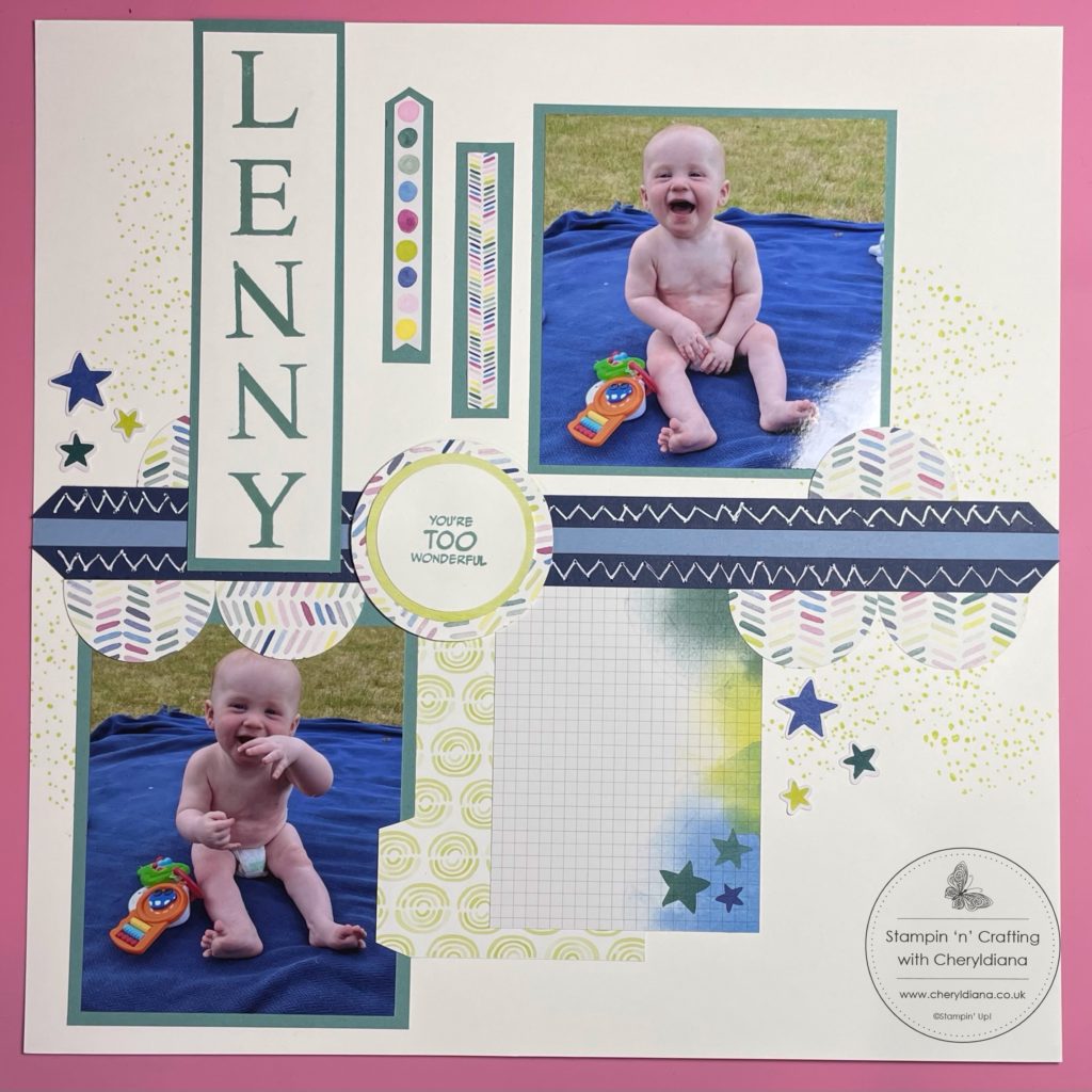 Photograph of my finished Scrapbook Layout using a Sketch