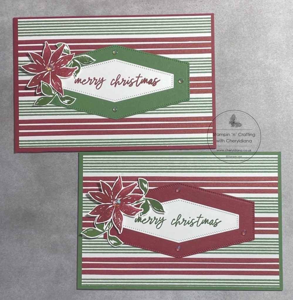 Photograph of finished Red and Green Christmas Cards
