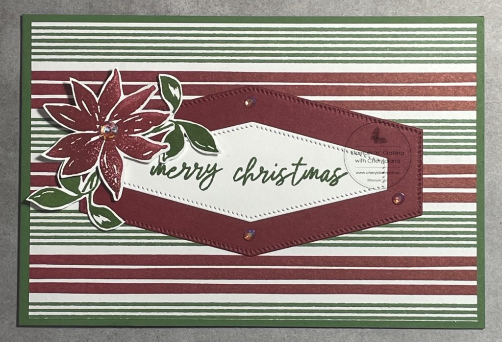 Photograph of finished Red and Green Christmas Card - Garden Green card base