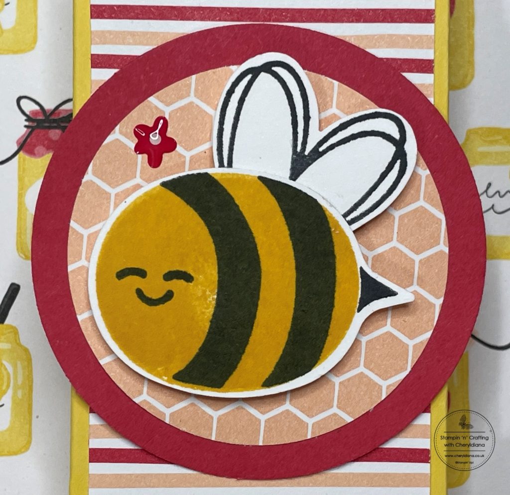 Photograph of the bee topper for my Stand Up Fun Fold Card