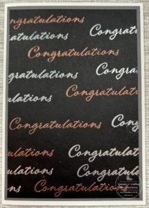 Photograph showing you my finished Celebration Card using Just Words.