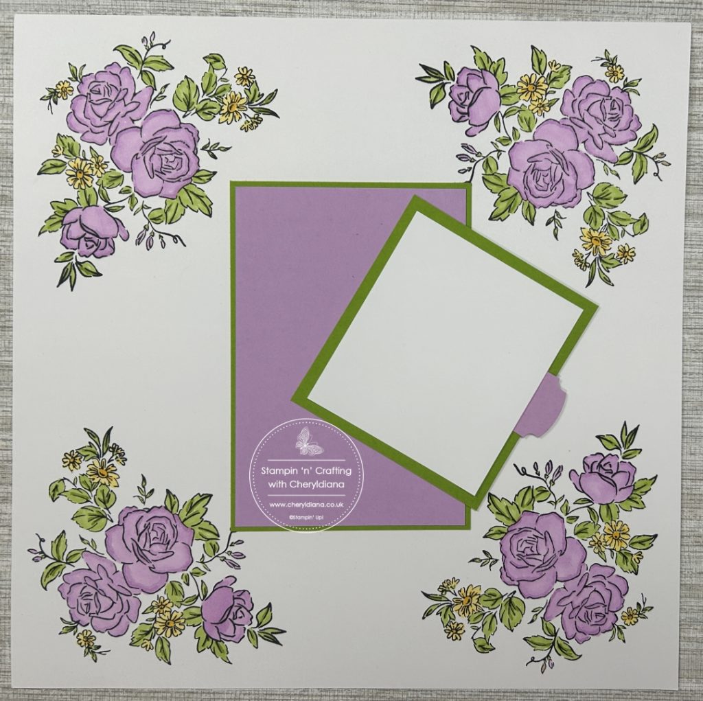 Photograph of finished scrapbook layout using 3 colours