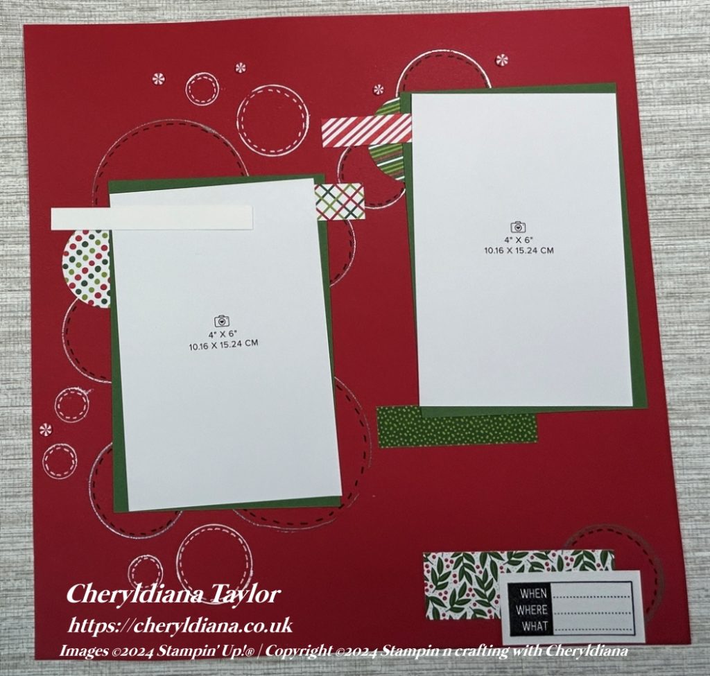 Photograph of finished Embossed Christmas Scrapbook Layout