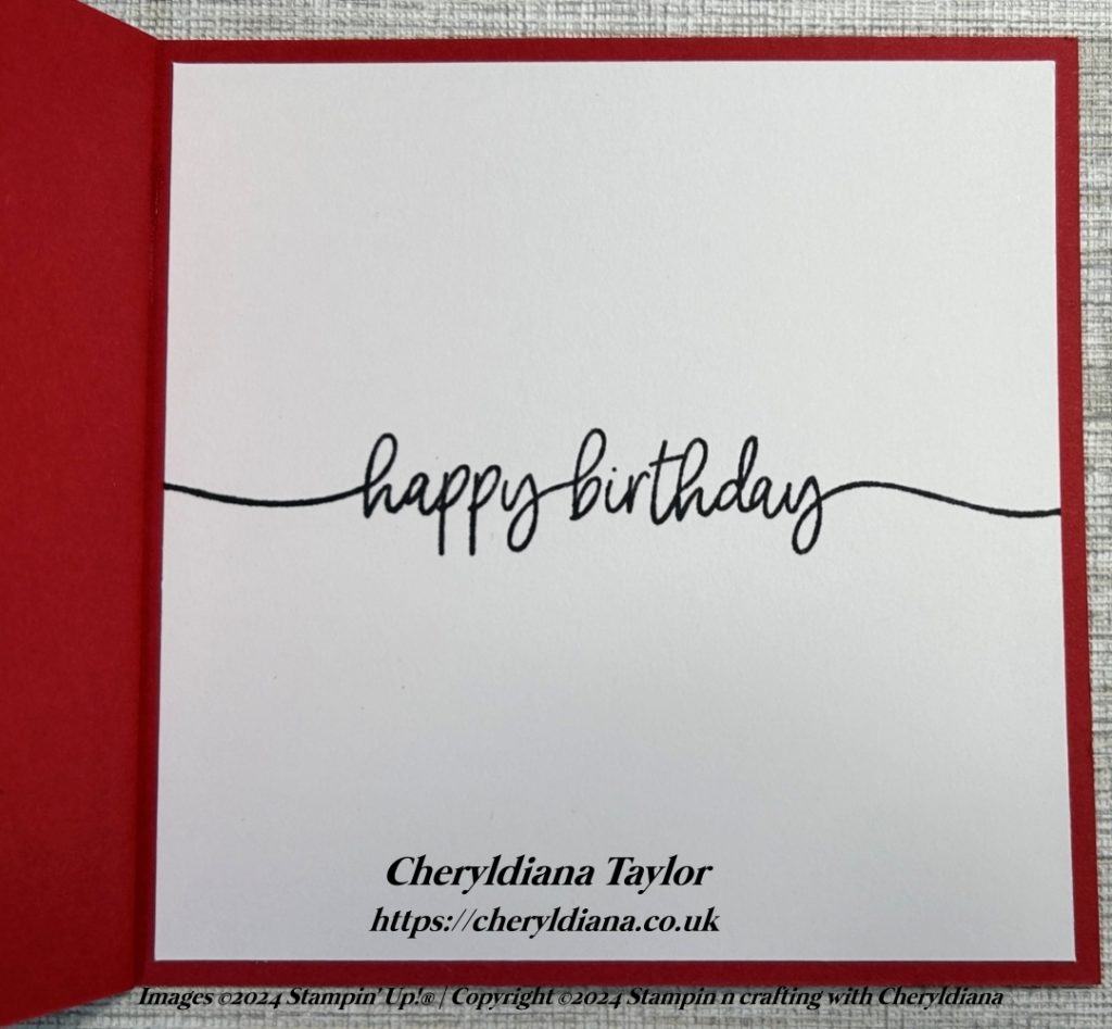 Photograph of inside of the Happy Birthday Book Fold Card.