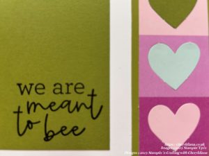 Photograph of stamped sentiment on the We Belong Together Scrapbook Layout