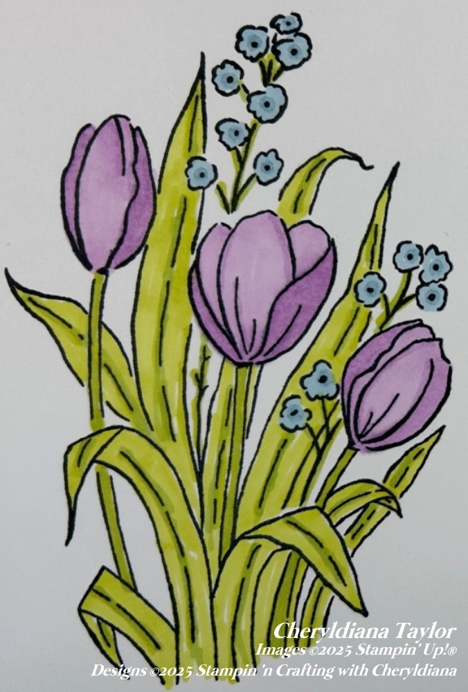 Photograph showing the coloured flowers on my Showing You Care Floral Card