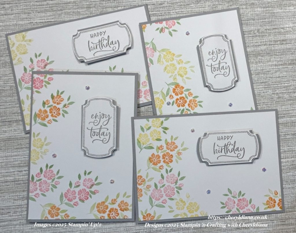 Photograph of my second set of Springtime Cards for Any Occasion.