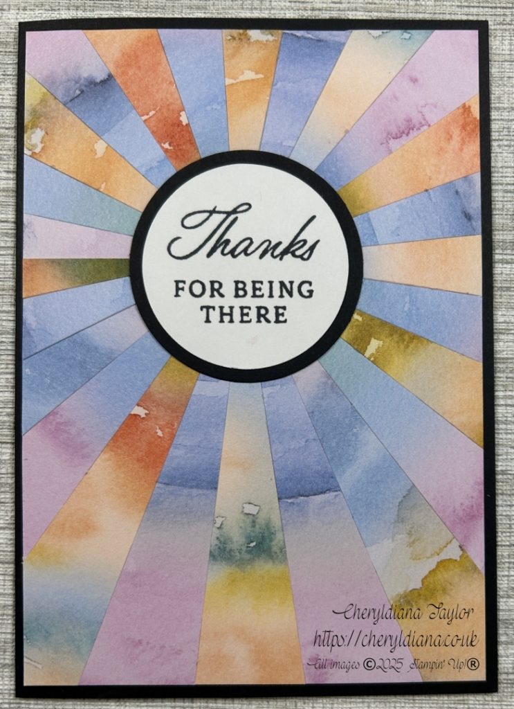 Photograph showing my Simply Stunning Sunburst Card.