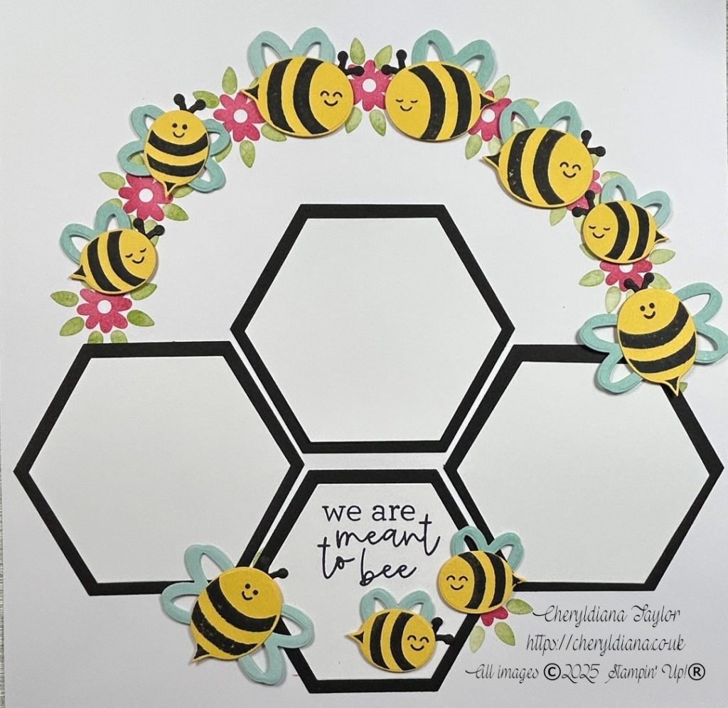 Photograph of my simple Meant to Bee scrapbook layout