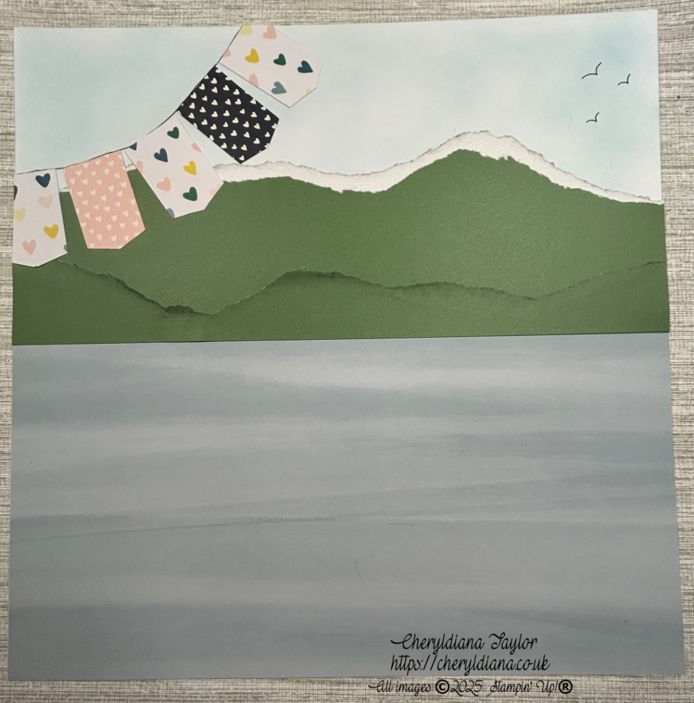 Photograph of my Basic Layout for page 1 of my 2 page Travel Scrapbook Layout