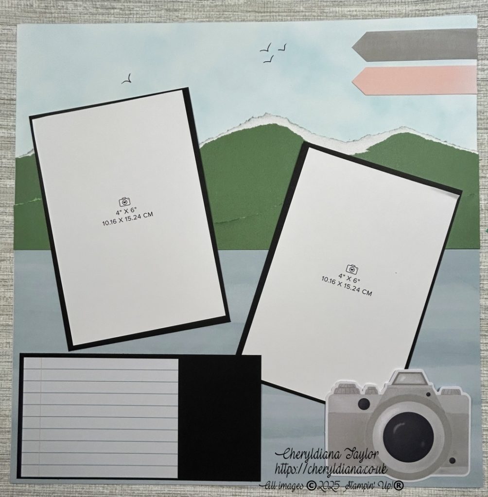 Photograph of my Finished Layout for page 2 of my 2 page Travel Scrapbook Layout