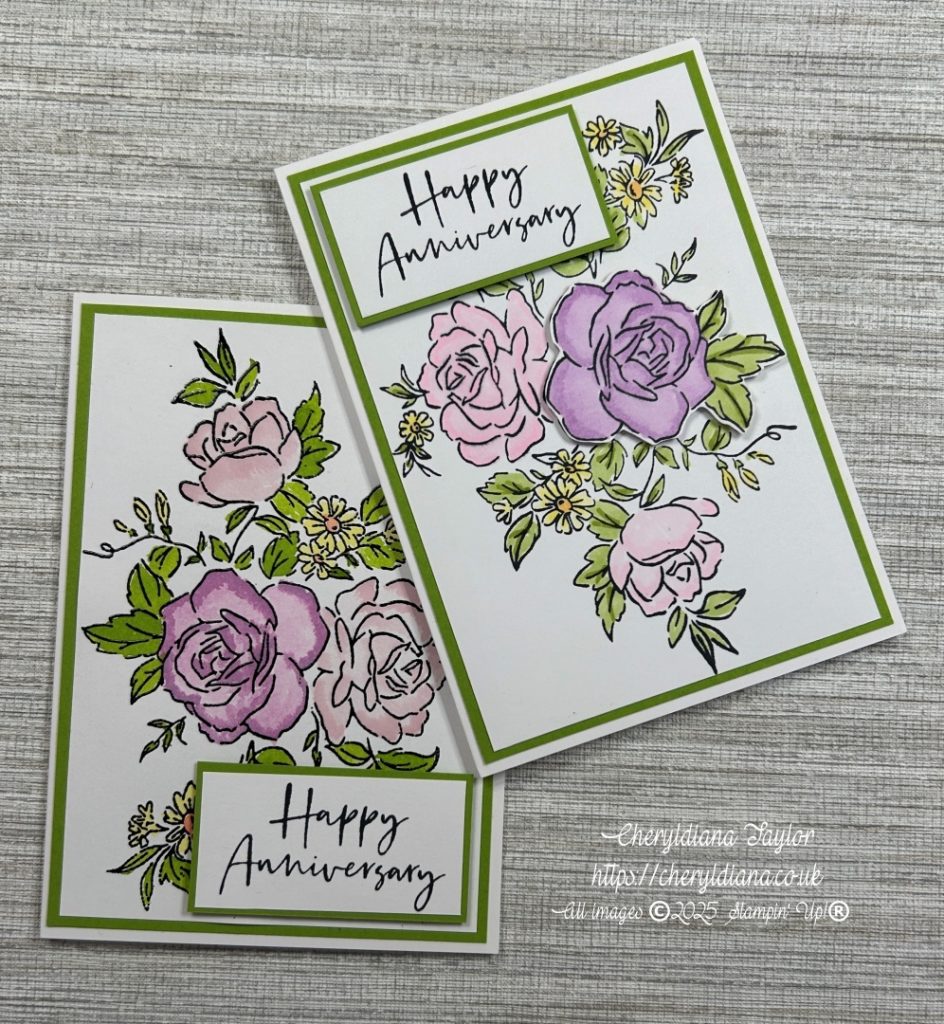 Photograph of both Floral Anniversary Cards 