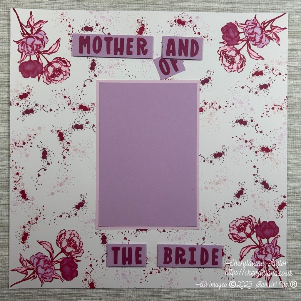Photograph of my finished (apart from the photograph) Monochromatic Scrapbook Page.
