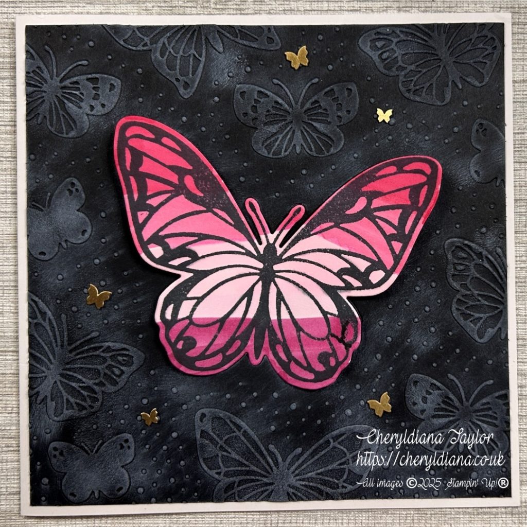 Photograph of my finished simple embossed greeting card.