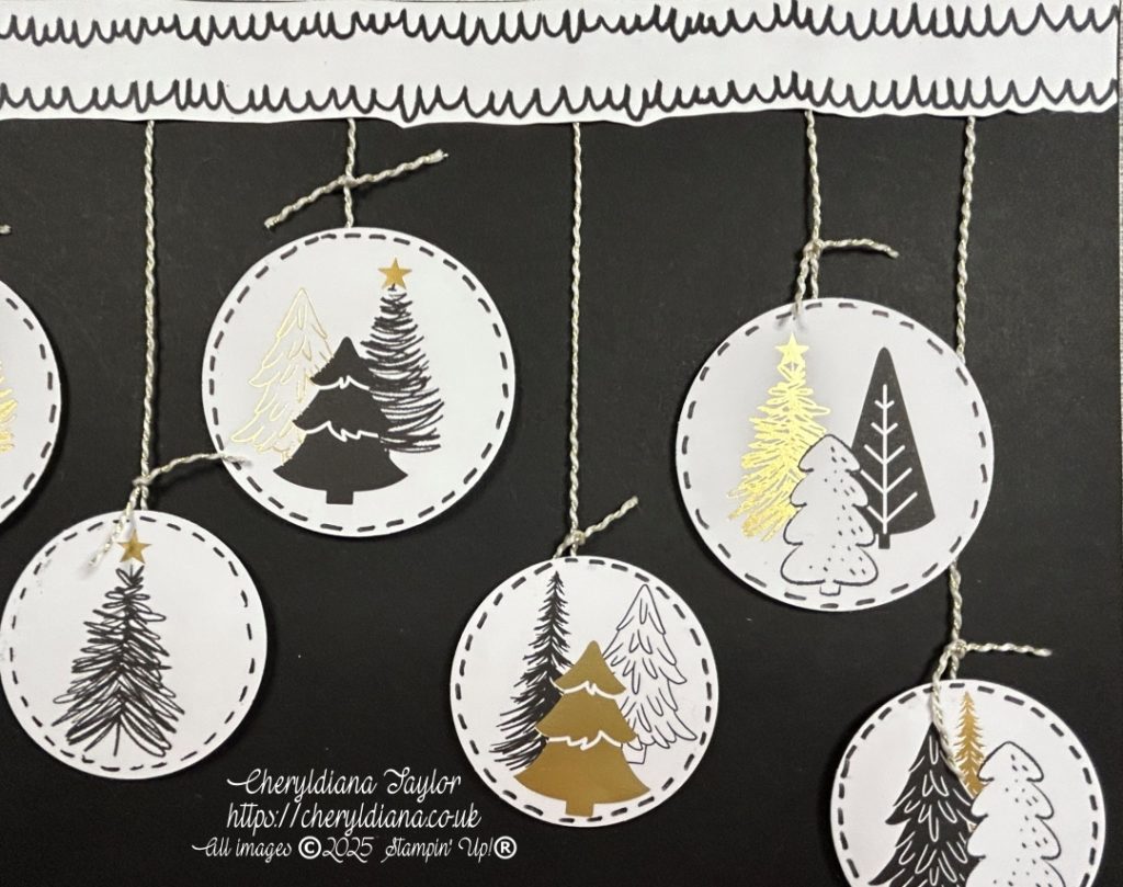 Photograph showing the 'Baubles' on my Festive Memories Scrapbook Layout.