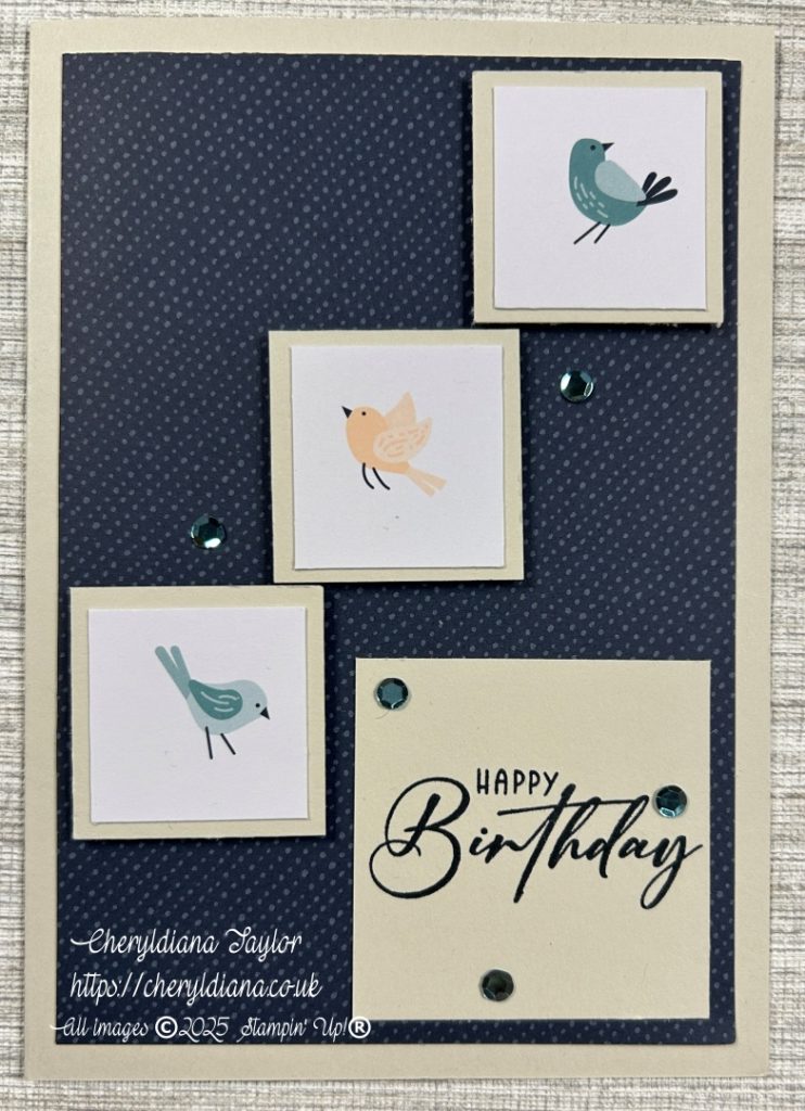 Photograph of my finished Birthday Card using Squares.