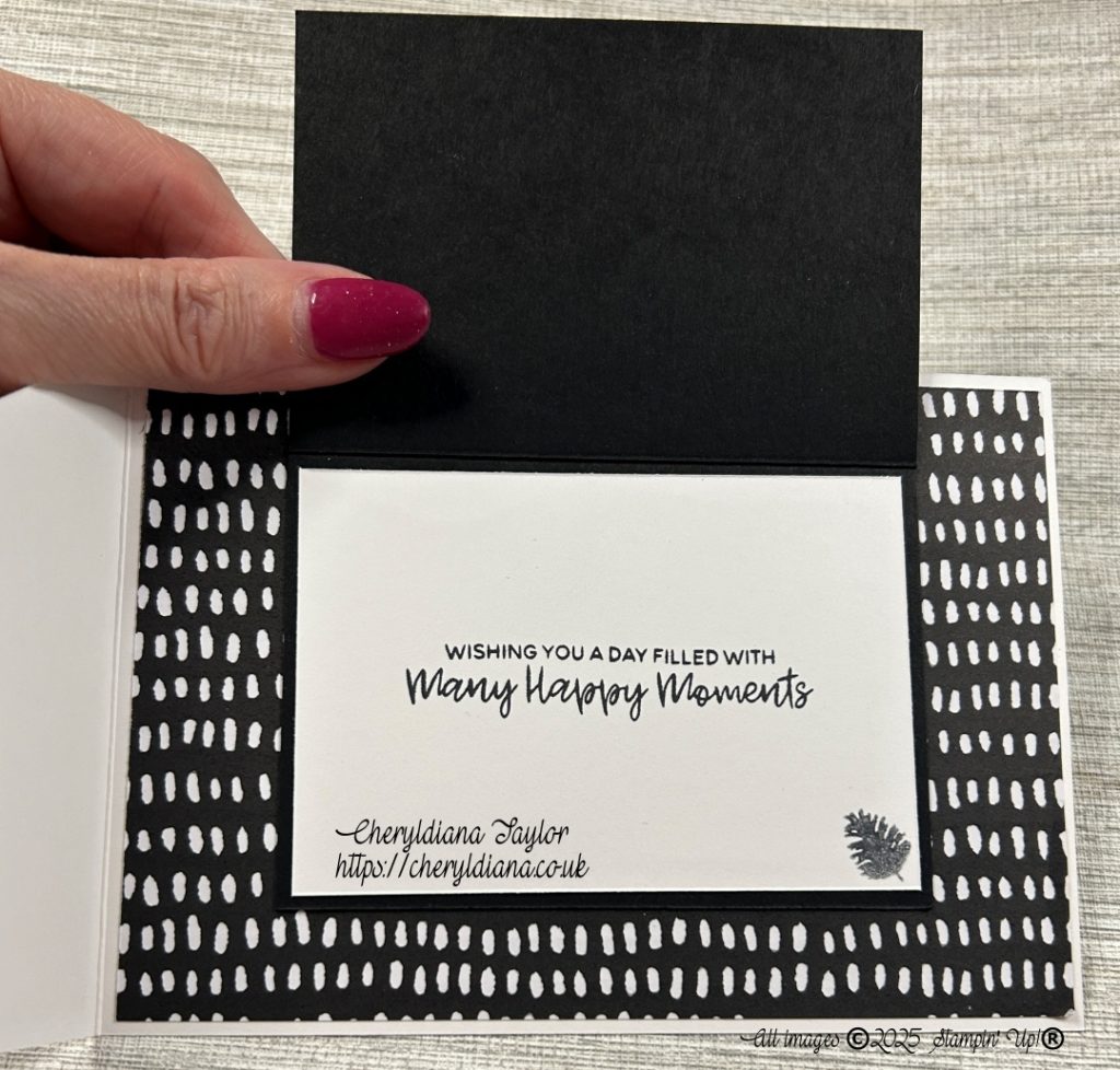 Photograph of inside of my Fancy Black & White Christmas card.