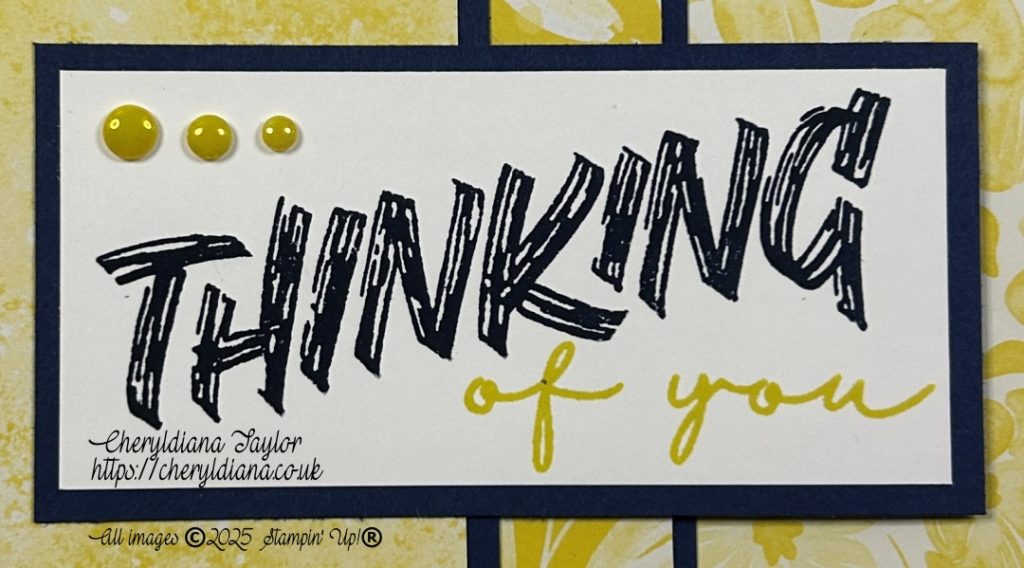 Photo of the sentiment for my simple Thinking of You card.