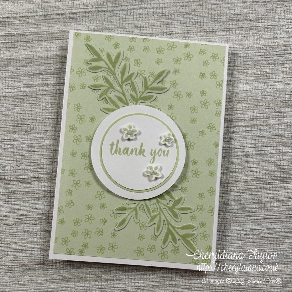 Photograph of finished simple Monochromatic Thank You card.