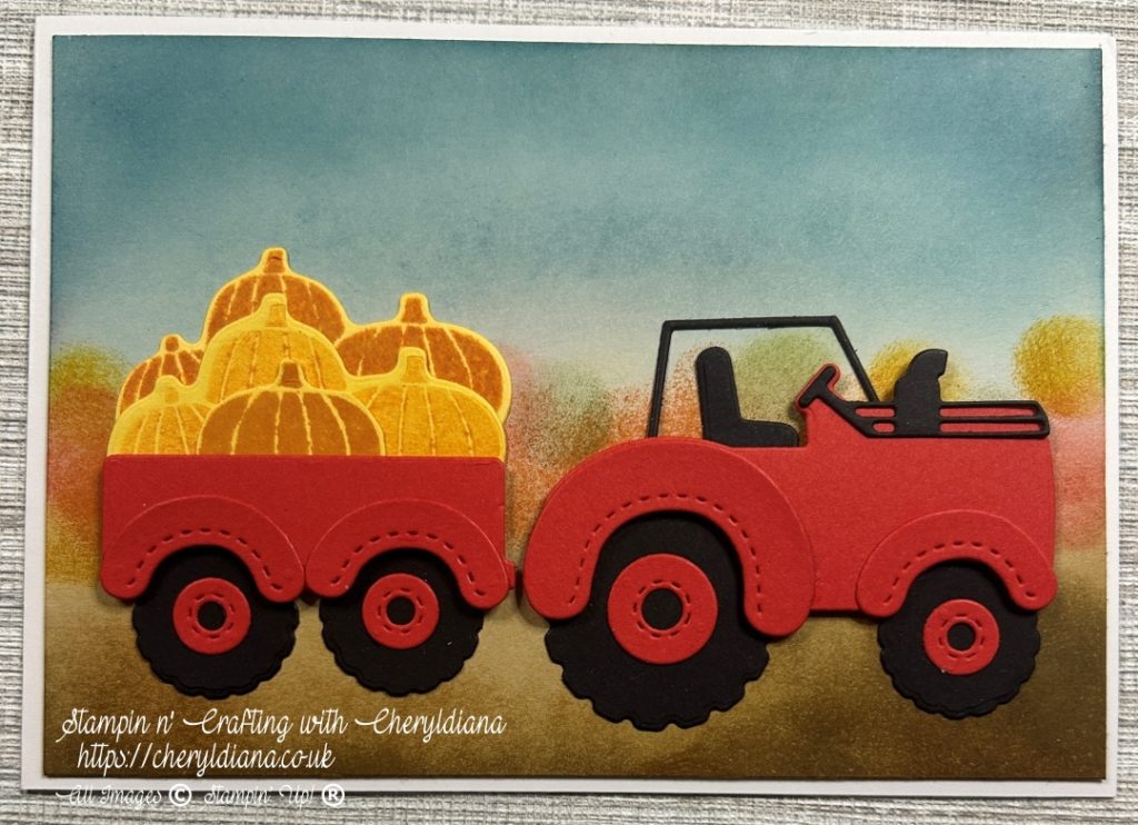 Photograph of Tractor Birthday cards for Boys using the Tractor & Co stamp set and dies.  